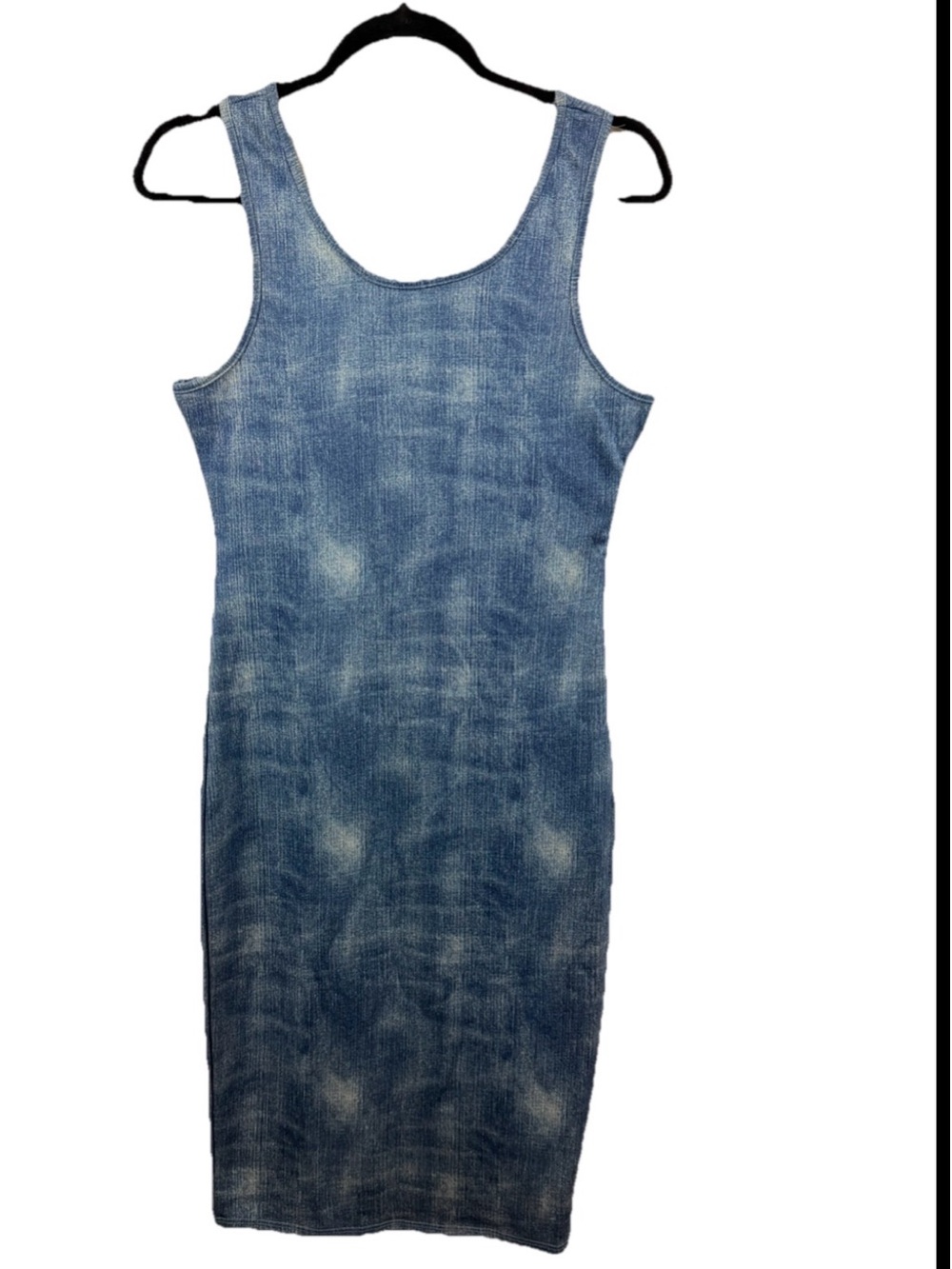 Chocolate Blue Tie-Dye Ribbed Tank Midi Dress Made